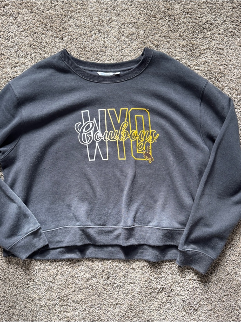 WYO Cowboys Women's Black Crewneck Sweatshirt